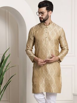 SOJANYA - Beige Silk Blend Festive Kurta