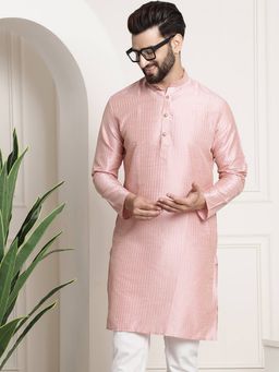SOJANYA - Pink Silk Blend Festive Kurta