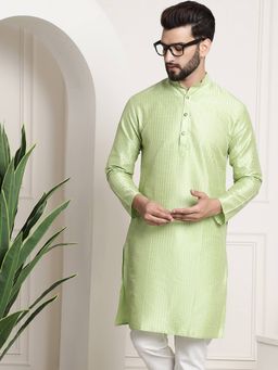 SOJANYA - Green Silk Blend Festive Kurta