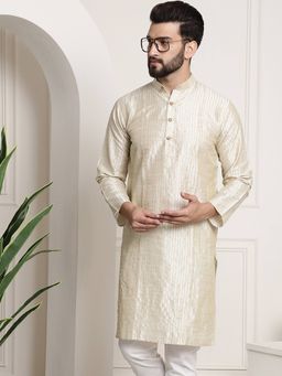 SOJANYA - Cream Silk Blend Festive Kurta
