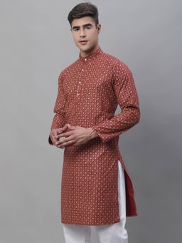 SOJANYA - Maroon Cotton Linen Festive Kurta