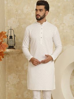 SOJANYA - White Cotton Festive Kurta