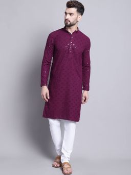 SOJANYA - Purple Cotton Festive Kurta With Pyjama
