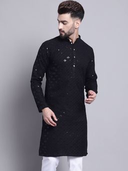 SOJANYA - Black Cotton Festive Kurta