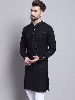 SOJANYA - Black Cotton Festive Kurta With Pyjama