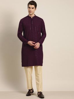 SOJANYA - Purple Cotton Festive Kurta