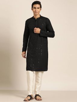SOJANYA - Black Cotton Festive Kurta