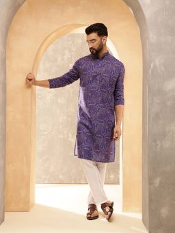 SOJANYA - Purple Cotton Blend Festive Kurta With Pyjama