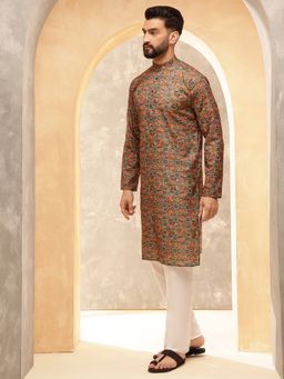 SOJANYA - Green Cotton Blend Festive Kurta With Pyjama