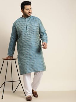 SOJANYA - Blue Silk Blend Festive Kurta