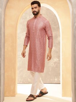 SOJANYA - Coral Cotton Rayon Festive Kurta With Pyjama