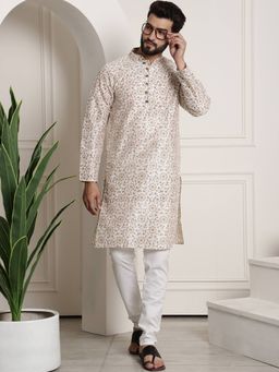 SOJANYA - Cream Silk Blend Festive Kurta With Pyjama