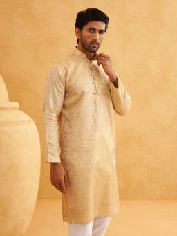 SOJANYA - Gold Silk Blend Festive Kurta