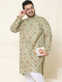 SOJANYA - Green Cotton Linen Festive Kurta