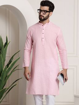 SOJANYA - Pink Cotton Blend Festive Kurta