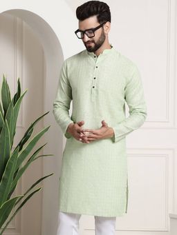 SOJANYA - Green Cotton Blend Festive Kurta