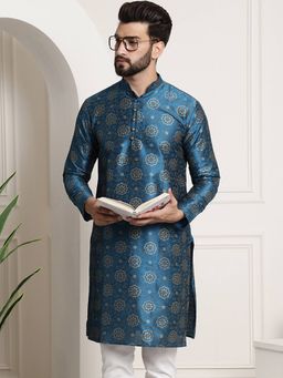 SOJANYA - Blue Silk Blend Festive Kurta