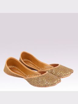 Coral Haze - Bedazzled Gold Juttis
