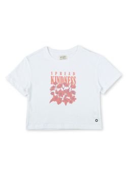 Gini & Jony - Girls White Cotton Printed Knit Top