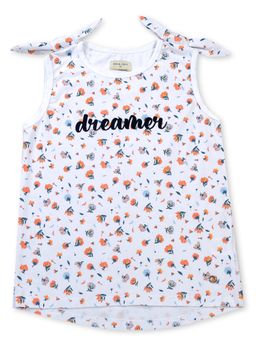 Gini & Jony - Girls White Cotton Printed Knit Top