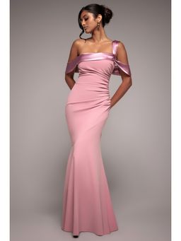 GODDIVA - One Shoulder Satin Band Pink Dress