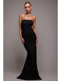 GODDIVA - Scuba Crepe Bandeau Black Dress