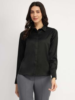 FableStreet - Satin Shirt - Black
