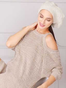 Bharatasya - Stylish Fine Knitted Beret Cap White