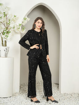 DEBONATELLA - Women Black Embellished Co-Ord (Set of 2)