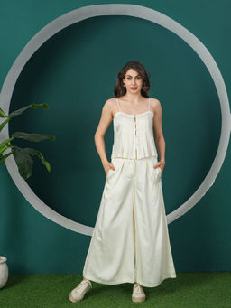 DEBONATELLA - Women White Cut Out Co-Ord (Set of 2)