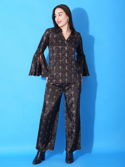 DEBONATELLA - Women Black Printed Co-Ord (Set of 2)