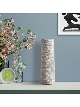 HomeTown - Zenith Polyresin Tumbler Thread Vase 49Cm In White