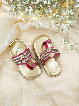 The Madras Trunk - Tahi Magenta Slip On Sandals