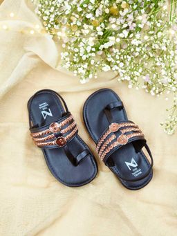 The Madras Trunk - Tahi Black Slip On Sandals