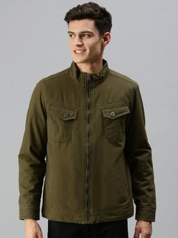SHOWOFFFF - Men Casual Solid Olive Jacket