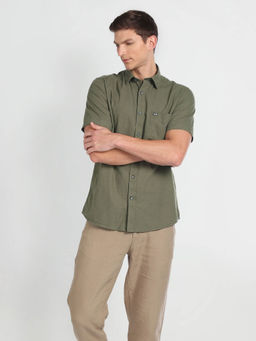 Arrow Sports - Solid Herringbone Shirt