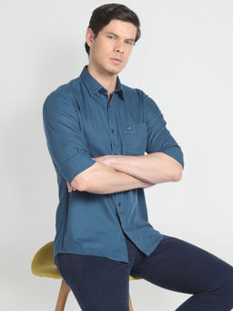 Arrow Sports - Solid Slim Fit Twill Shirt