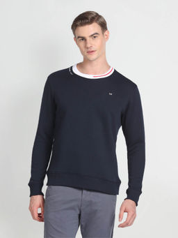 Arrow Sports - Striped Neck Solid Sweatshirt