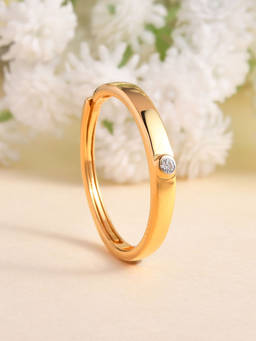 Ornate Jewels - 925 Sterling Silver American Diamond Adjustable Solitaire Ring for Men