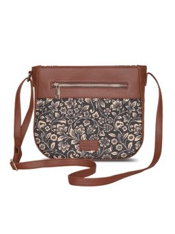 Zouk - Women Handcrafted Floral U Shaped Sling Bag-Black