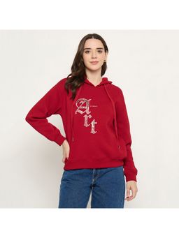 Madame - Graphic Print Maroon Hoodie
