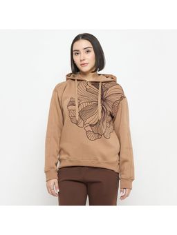 Madame - Floral Print Brown Hoodie