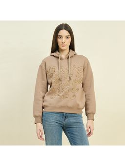 Madame - Brown Cotton Blend Hoodie