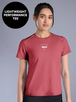 Kica - Lightweight Breathable Performance RunLite Tee with Tape and Graphic Detail KIC058 Mauve
