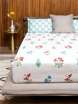 Urban Space - Regal 220 Tc Cotton Bedsheets For Double Bed - High Garden Red