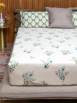 Urban Space - Regal 220 Tc Cotton Bedsheets For King Fitted Bed - Amsterdam Valley Blue