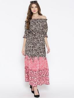 Sera - Black Floral Print Maxi Dress