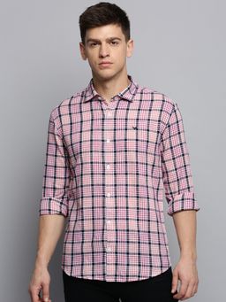 SHOWOFF - Mens Spread Collar Checked Pink Classic Shirt