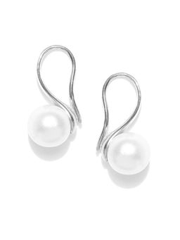 Fabula - Silver Tone White Pearl Delicate Drop Earrings