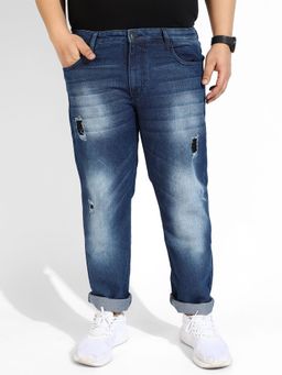 Instafab Plus - Mens Regular Fit Denim Jeans Color Blue